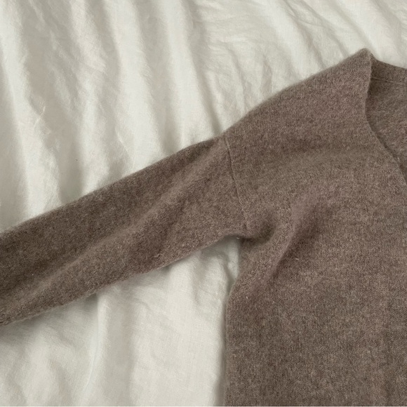 Halogen L (RUN SMALL) Wool & Cashmere Long Cardigan In Heather Tan Cobblestone - Picture 6 of 10